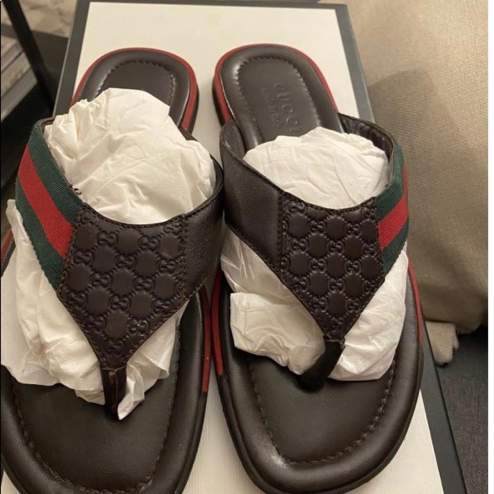 COPY - Men’s leather and cloth Gucci flip flops